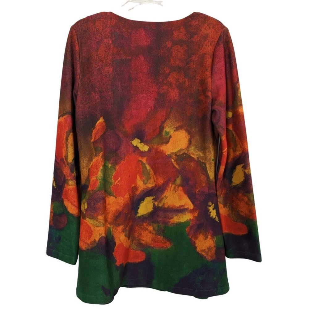 Feratelli Art Abstract Floral print long sleeve tunic top Size S - Picture 2 of 5